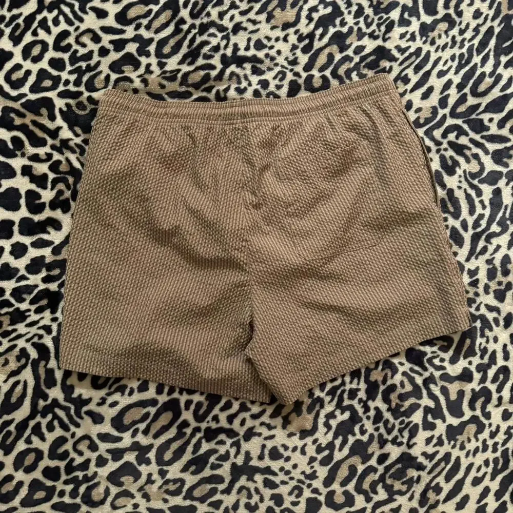 Large Textured Pacsun Brown Striped Swim Shorts - Picture 3 of 3
